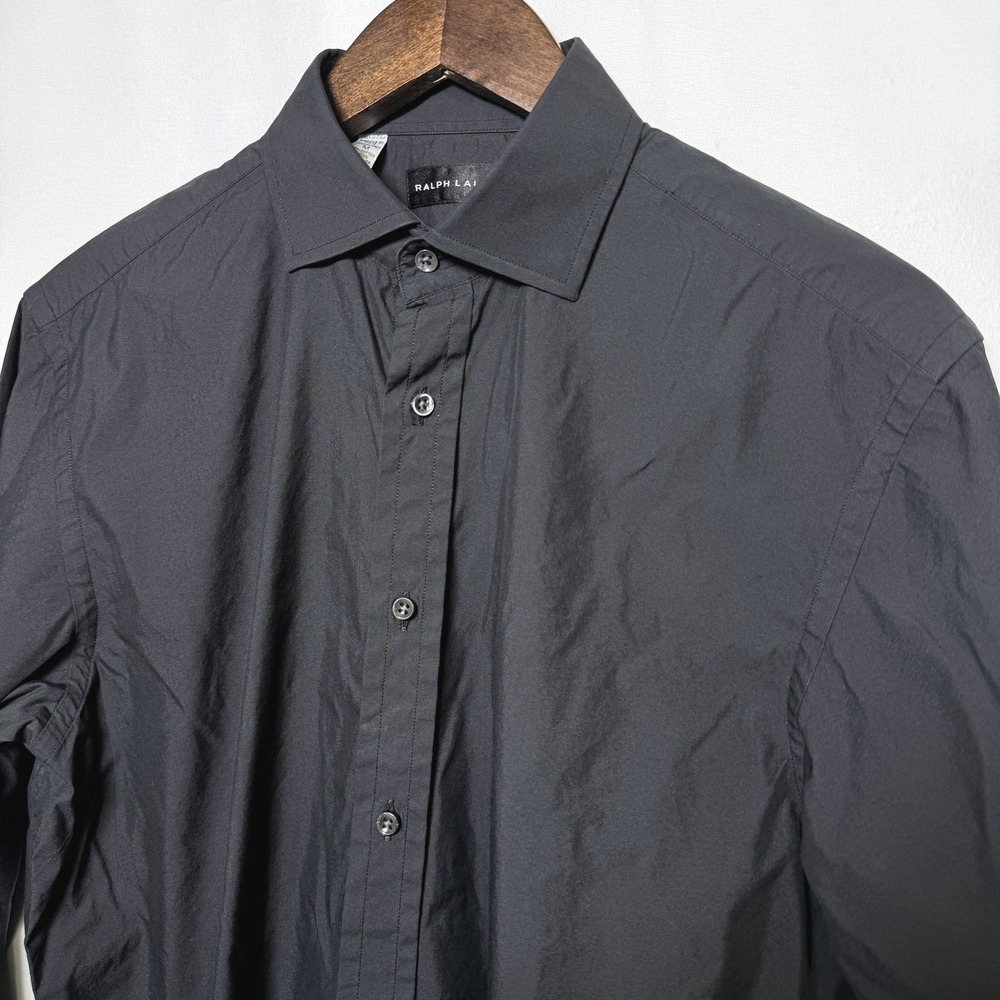 Ralph Lauren Black Label Mens Black Cotton Blend Button Down Shirt Italy M